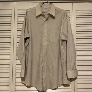 Brooks Brothers White and Black Grid Check Button Down Shirt